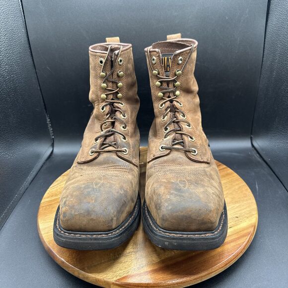 Ariat Cascade 8” Square Toe Mens Size 11.5 EE Wide Work Boots Brown Steel Toe - Picture 2 of 8